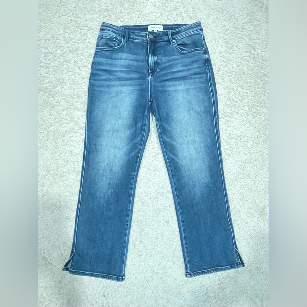 Risen Blue Straight Leg Jeans with Faded Wash